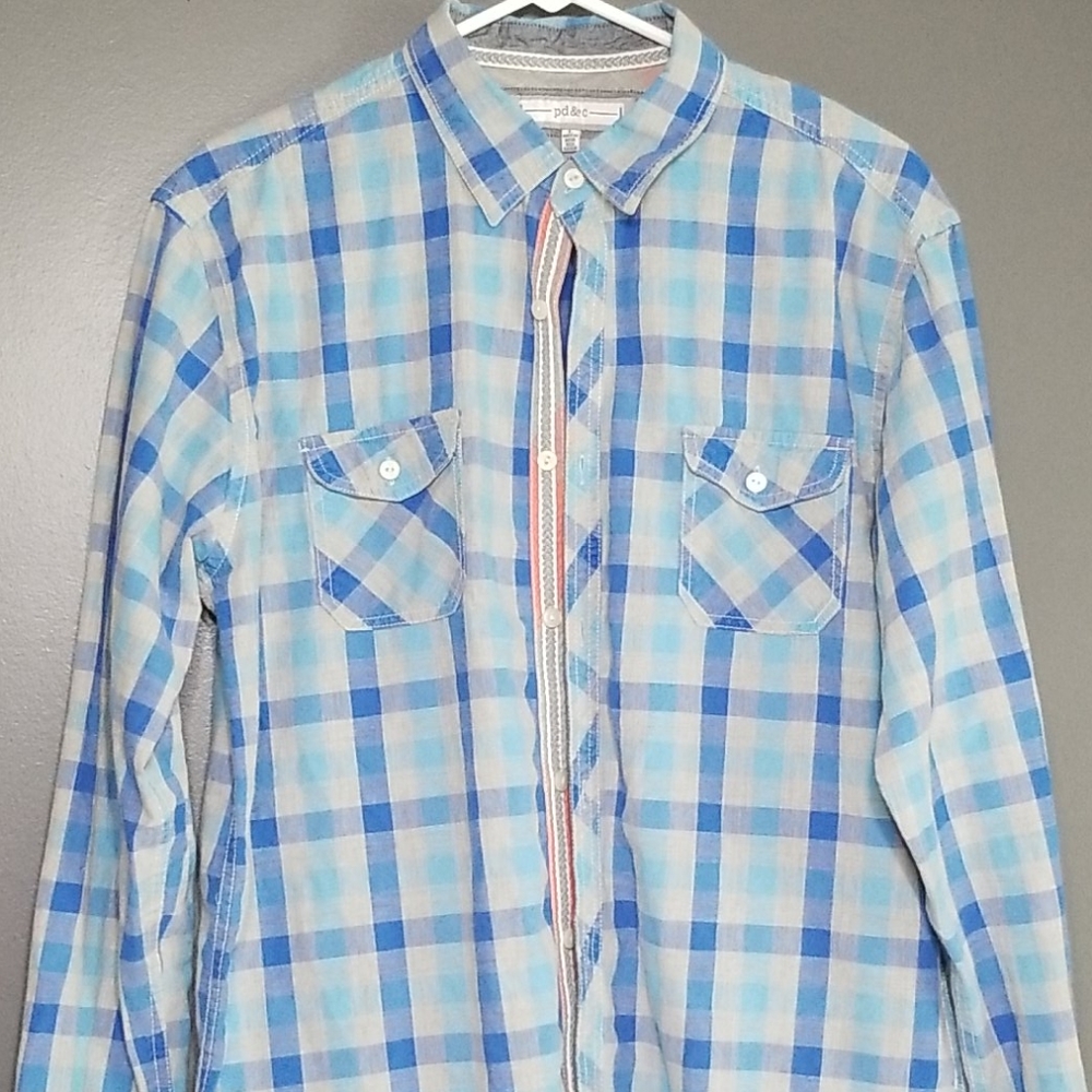 Dark blue/light blue/gray Long-Sleeve Button-Down